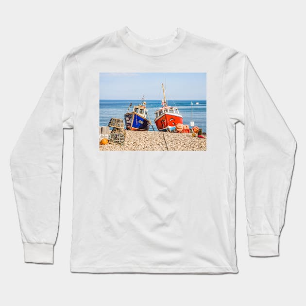 Fishing Boats On Beach Long Sleeve T-Shirt by GrahamPrentice